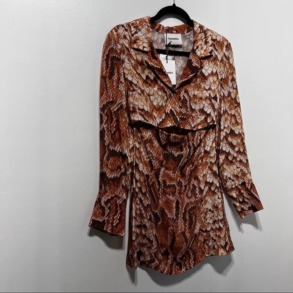 NANUSHKA Tess Cutout Snake-print Satin Mini Dress Size XS Vintage Snake NEW NWT - Picture 7 of 16